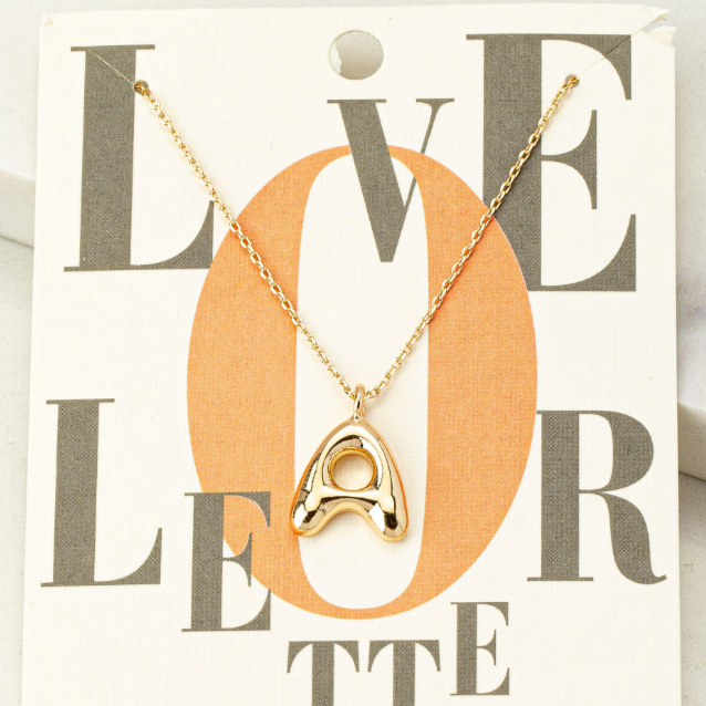 Love Letters Necklace P, Balloon letter pendant in gold