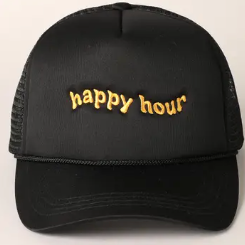Happy Hour Embroidered Trucker Cap