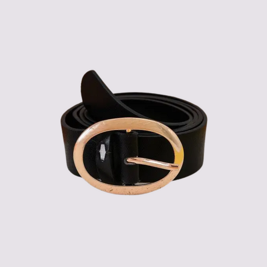 Oval Buckle Leather Belt