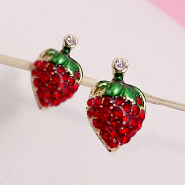 Cherry Strawberry Rhinestone Earring