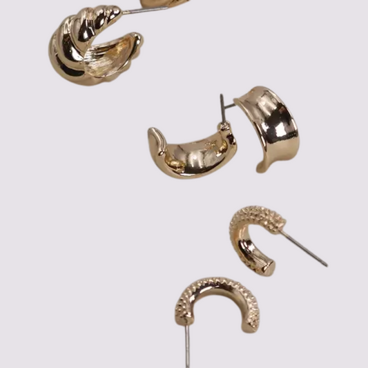 Exquisite Trio Huggie Hoop Earrings