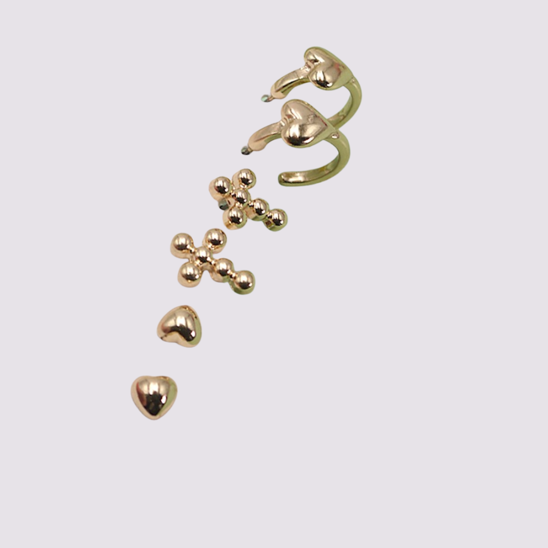 Heart Cross Huggie Hoop Earrings