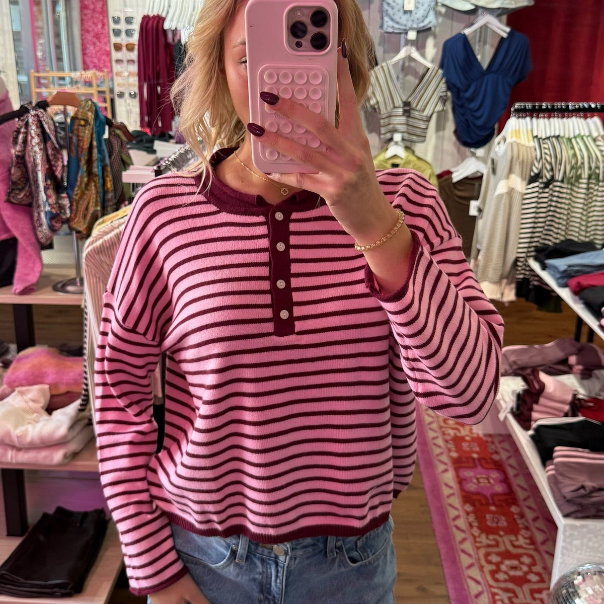 Jianna Striped Knit Top