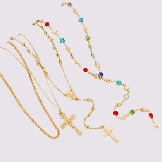 Stone Cross Layered Necklace