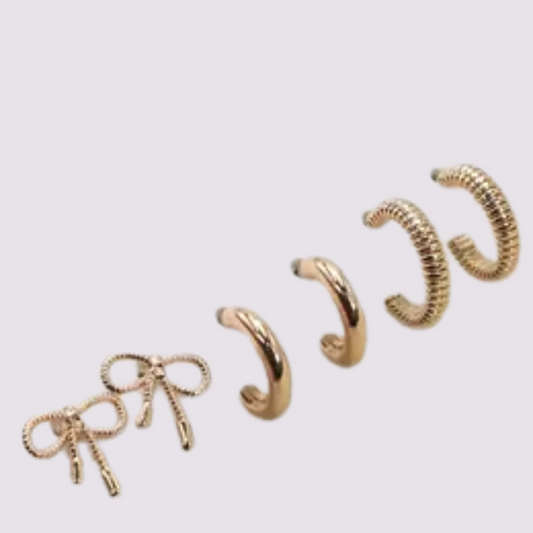 Mini Bow Huggie Hoop Trio
