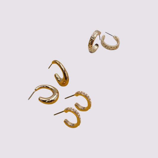 Pearl Mini Hoop Trio Earrings
