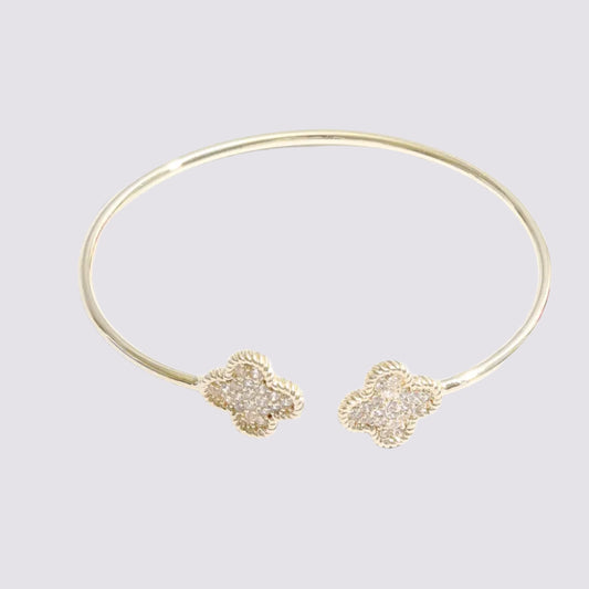 Thin Gold Tone Clover Bracelet